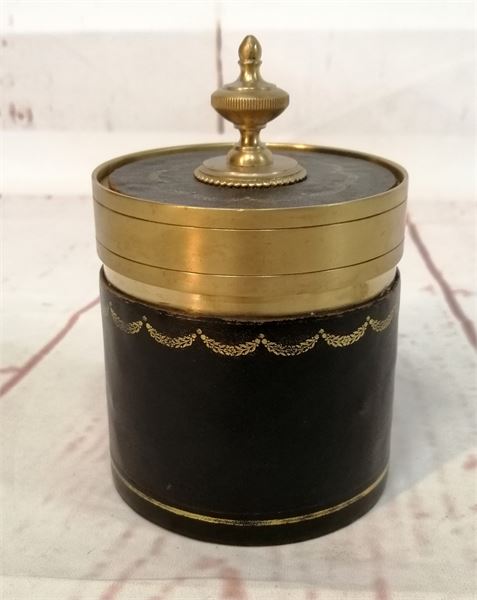 Brass & Leather Lidded Pot