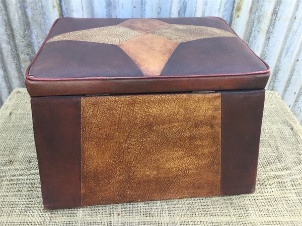 Leather vintage storage stool