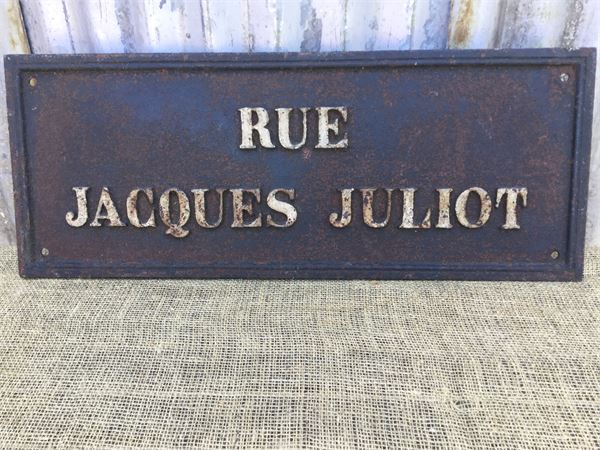 Cast iron French street sign