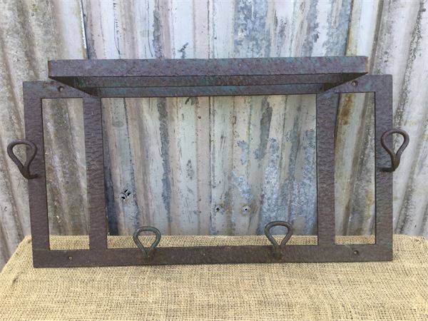 Handcrafted wrought iron hooks/rack