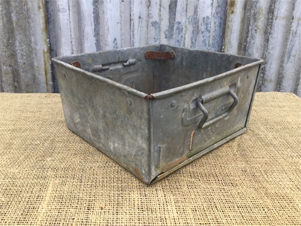 Small galvanised metal box