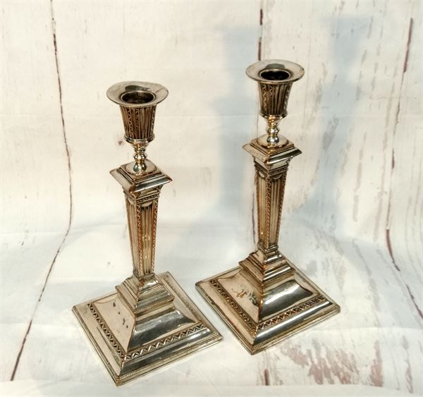 Pair of Vintage Sheffield Plate Candlesticks