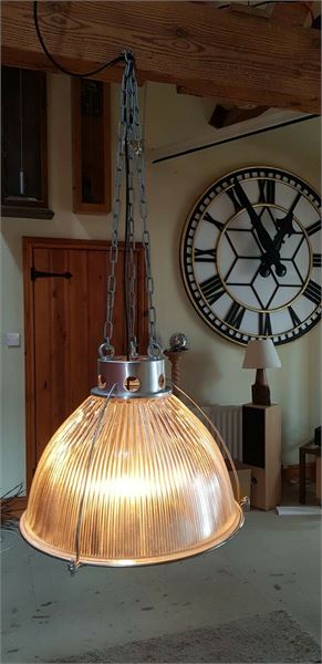 Reclaimed glass holophane industrial lights