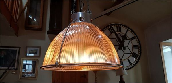 Reclaimed glass holophane industrial lights